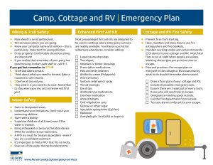 Camp, Cottage and RV Emergency Plan