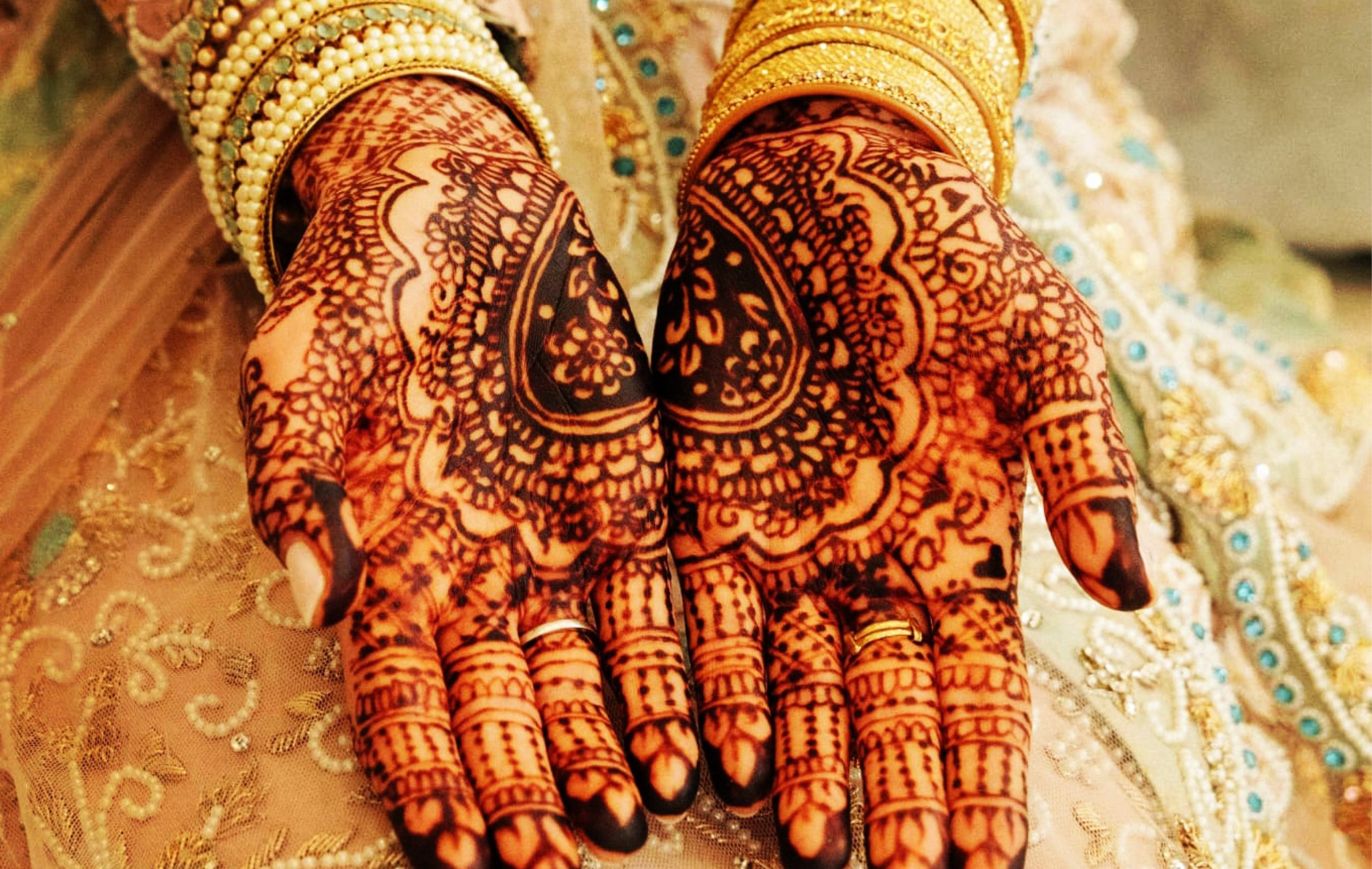 Image of hands decorated in henna