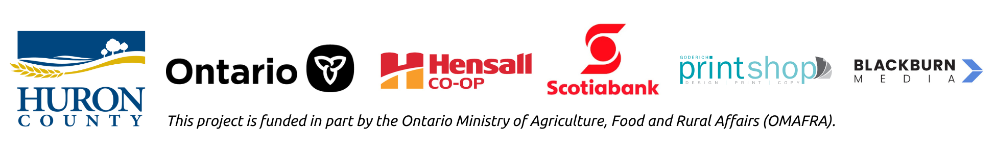 Finding Fairness in Farm Transition Event Sponsors - County of Huron, Ontario, Hensall District Co-Op, Scotiabank, Goderich Print Shop, Blackburn Media