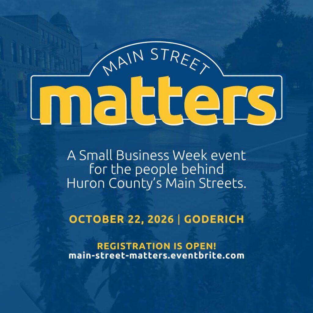 A graphic with text sharing information about Main Street Matters event